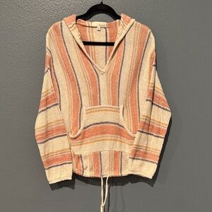 Pinch Striped Knit Poncho Hoodie